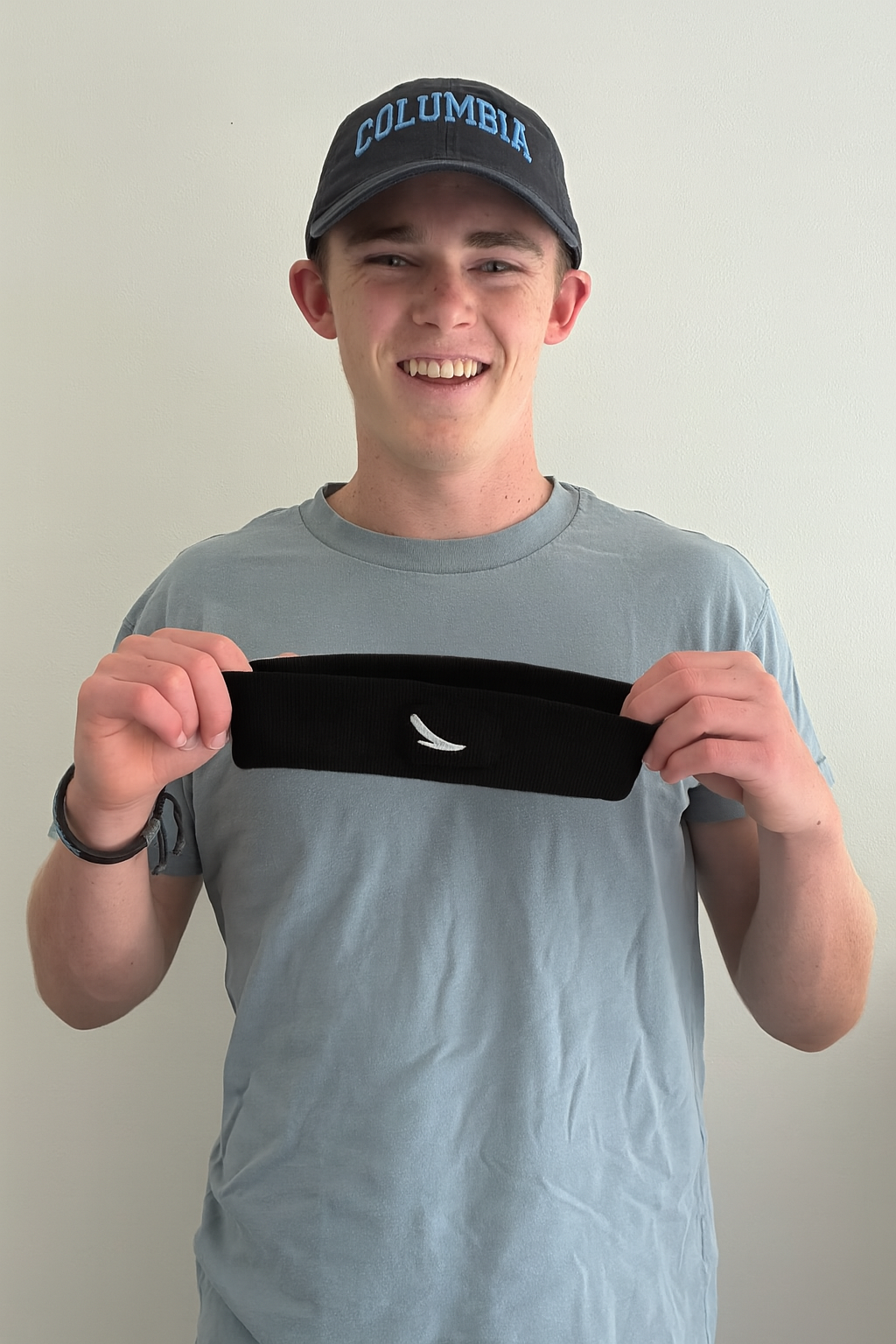 Connor Owen, ScanBand inventor, Columbia University D1 soccer player wearing ScanBand device